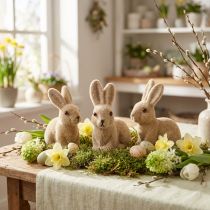 Prodotto Coniglietti pasquali seduti floccati decorativi – 2a scelta – Primavera 10 cm 6 pezzi