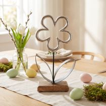 Prodotto Decorazione floreale in metallo argento nero decorazione da tavolo primavera H36cm