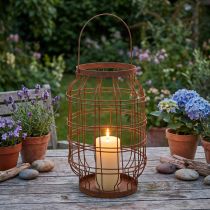 Prodotto Lanterna da giardino, in metallo, finitura arrugginita, con manico, stile vintage, Ø19,5 cm