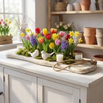 Prodotto Vassoio in legno, vassoio con cordino, legno naturale lavato bianco, shabby chic L60cm
