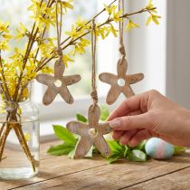 Prodotto Fiore in legno con motivo, primavera, ciondolo in legno natura, bianco H10cm 6pz