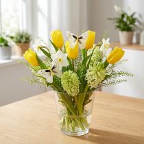 Prodotto Farfalla decorativa su filo giallo 8 cm 12 pezzi