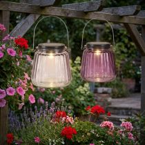 Prodotto Luce da giardino a LED in vetro solare da appendere viola Ø10,5cm 2 pezzi