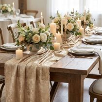 Prodotto Nastro da tavolo oro beige sfilacciato vintage W47cm L1,5m