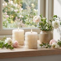Prodotto Candele a colonna rustiche bianche 80/65, set di 2 decorazioni vintage sicure