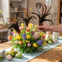 Prodotto Decorazione piume colorate su filo decorazione primaverile primavera H35cm 3pz