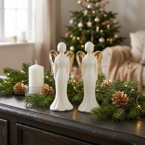 Prodotto Figure di angeli angelo in ceramica oro bianco 6 cmx5 cmx15 cm 2 pezzi