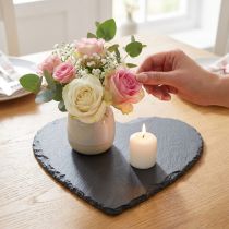 Prodotto Piatto decorativo in ardesia Cuore ardesia Nero 20cm 1 pz
