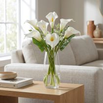 Prodotto Calla artificiale con stami gialli, fiori decorativi, 35 cm, 10 pezzi