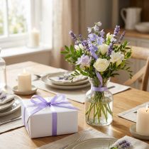 Prodotto Nastro decorativo in raso viola chiaro, nastro regalo 6 mm, 50 m