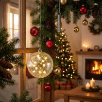 Prodotto Palla di Natale a LED catena luminosa in vetro cuori Ø15cm