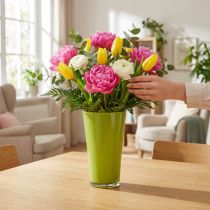 Prodotto Vaso per fiori verde Vaso decorativo Fizzy Olive Ø16,5cm H27cm