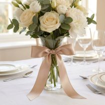 Prodotto Nastro decorativo in raso, nastro in taffetà beige, 15 mm, 50 m