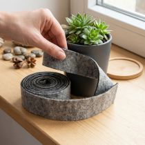 Prodotto Nastro in feltro per pentole, 100% lana, grigio/nero, 7,5 cm di larghezza, 5 m di lunghezza