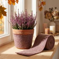 Prodotto Nastro in feltro bicolore, 100% lana, viola/marrone, 15 cm x 5 m