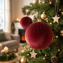 Prodotto Grande ornamento natalizio in velluto rosso da appendere all'albero di Natale, 25 cm, 2 pezzi
