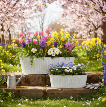 Prodotto Ciotola ovale in metallo bianco e argento, 32,5 cm/37 cm, set da 2