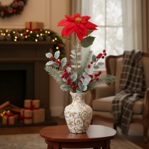 Prodotto Decorazione con stella di Natale artificiale rossa a stelo singolo, 82 cm