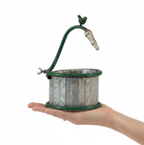 Prodotto Fioriera in metallo, barile per la raccolta dell'acqua piovana, design a forma di uccello, decorazione per balcone, Ø15,5 cm