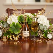 Prodotto Set di decorazioni per albero di Natale, calice e bottiglia di champagne, decorazioni natalizie, 14 cm, 2 pezzi