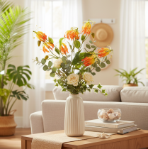 Prodotto Fiore artificiale Gloriosa arancione con steli lunghi per vasi, 80 cm, 3 pezzi