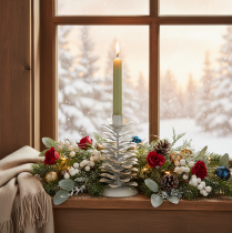 Prodotto Portacandele a forma di pigna per candele affusolate, 17 cm