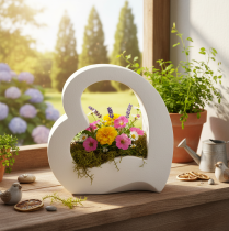 Prodotto Decorazione a forma di cuore per piante e composizioni floreali, design aperto, forma a cuore moderna, 19 cm