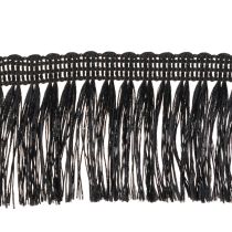 Prodotto Nastro nero sfrangiato 4 cm, passamaneria a cordoncino, lurex decorativo sfrangiato 25 m
