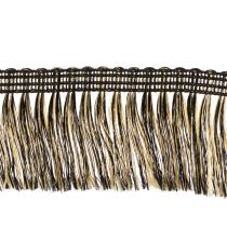 Prodotto Passamaneria sfrangiata nera e oro 4 cm x 25 m - Ideale per decorazioni di ghirlande, nastri da lutto e accessori vintage
