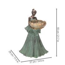 Prodotto Figura femminile con ciotola di fiori, statua decorativa per l'arredamento estetico di interni e giardini, 55 cm