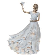 Prodotto Statuetta di donna con uccello Scultura decorativa dal design raffinato e senza tempo 41 cm