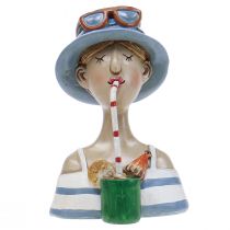 Prodotto Busto femminile Cocktail Blu Bianco Figure decorative H10,5 cm 2 pezzi