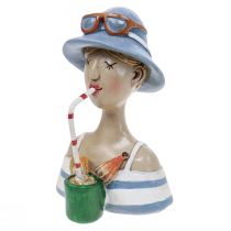 Prodotto Busto femminile Cocktail Blu Bianco Figure decorative H10,5 cm 2 pezzi