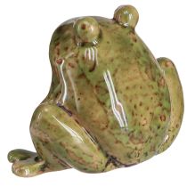 Prodotto Decorazione a forma di rana, in ceramica, verde/marrone, stile vintage, estiva, alta 7 cm, 2 pezzi