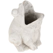 Prodotto Vaso decorativo per piante a forma di rana, in cemento grigio, altezza 18,5 cm