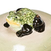 Prodotto Pietra galleggiante decorativa in ceramica a forma di rana per laghetti da giardino e giochi d'acqua, 13 cm