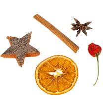 Prodotto Set di decorazioni a fette d'arancia essiccate con cannella e stelle per la decorazione della tavola festiva 70 g