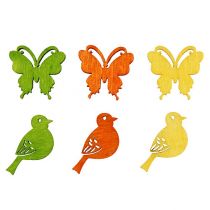 Prodotto Decorazione decorativa a forma di uccello e farfalla in legno colorato 2 cm 144 pz