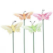 Tappo per fiori Farfalle decorative in legno su bastone 23 cm 16 pezzi