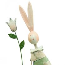 Decoro primaverile conigli in metallo coppia di conigli H48cm