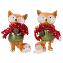 Prodotto Volpe decorativa con sciarpa e pigna, 10 cm, 2 pezzi