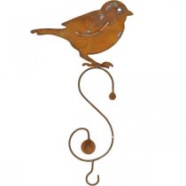 Uccello decorativo in metallo, appendiabiti, decorazione da giardino in acciaio inossidabile L38cm