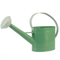 Prodotto Annaffiatoio decorativo in metallo, verde pastello retrò con dettagli bianchi, per giardino, balcone e uso interno, 52,5x15x30 cm