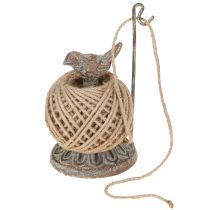 Prodotto Porta rocchetto vintage in metallo con uccello e filo di iuta H17cm