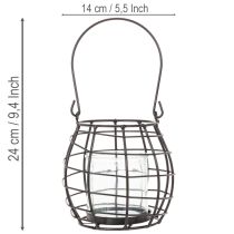 Prodotto Lanterna da giardino in metallo nero con luce a vento, Ø14cm H12.5cm
