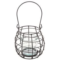 Prodotto Lanterna da giardino in metallo nero con luce a vento, Ø14cm H12.5cm
