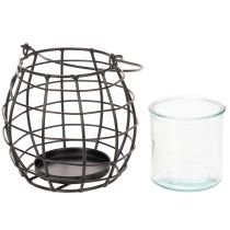 Prodotto Lanterna da giardino in metallo nero con luce a vento, Ø14cm H12.5cm