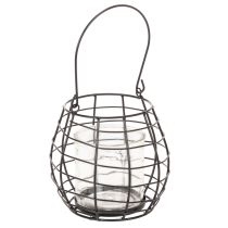 Prodotto Lanterna da giardino con manico, nera, portacandele in vetro, Ø17cm, H15cm