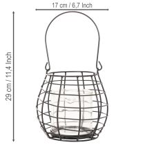 Prodotto Lanterna da giardino con manico, nera, portacandele in vetro, Ø17cm, H15cm