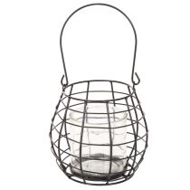 Prodotto Lanterna da giardino con manico, nera, portacandele in vetro, Ø17cm, H15cm